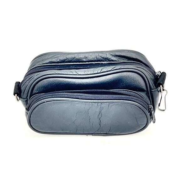 Ryka Other - Vintage Ryka Black Leather Two Compartment Camera Lens Bag Zipper Metal Hardware